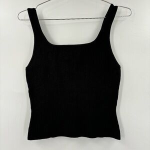Babatón Ribbed Sculpt Knit Sleeveless Crop Top Black Size Large